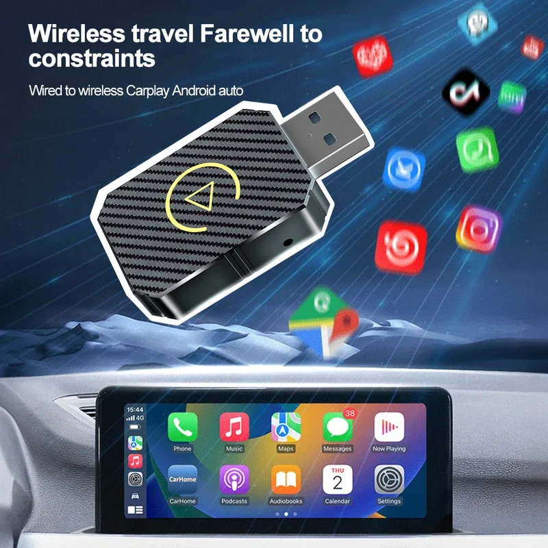 

2025 New Carplay Adapter Android Auto 2 in1 Smart USB Dongle Plug and Play For Volvo Audi VW Hyundai Jeep Benz Honda Toyota Bmw