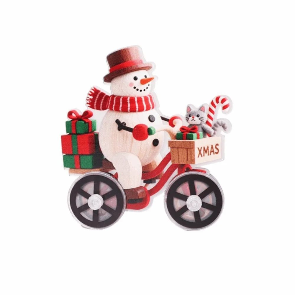

Acrylic Santa Claus Figurine Cartoon Cute Christmas Snowman Figurines Decorative Snowman Bicycle Decoration Holiday Ornaments