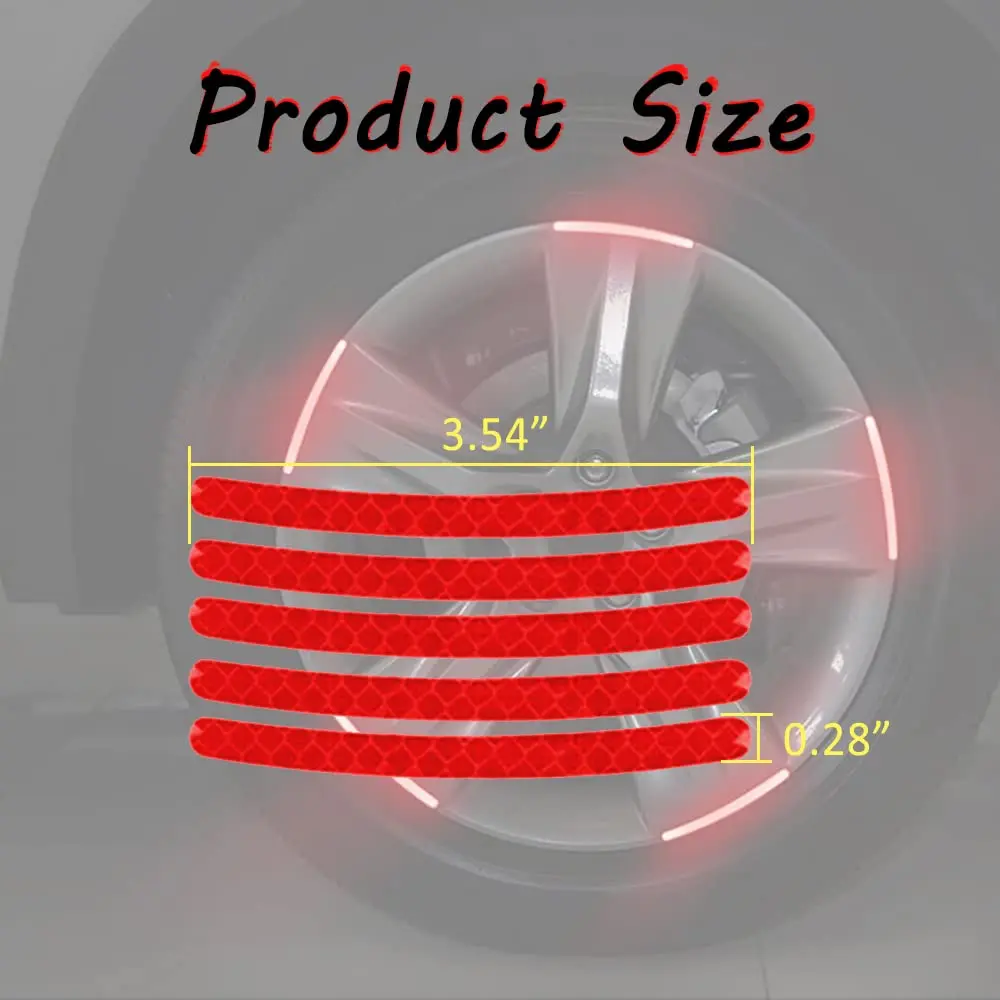 12Pcs/set Car Wheel Stripe Reflective Stickers Night Reflectors Adhesive Safety Decoration Waterproof Tapes For Bicycles Helmet