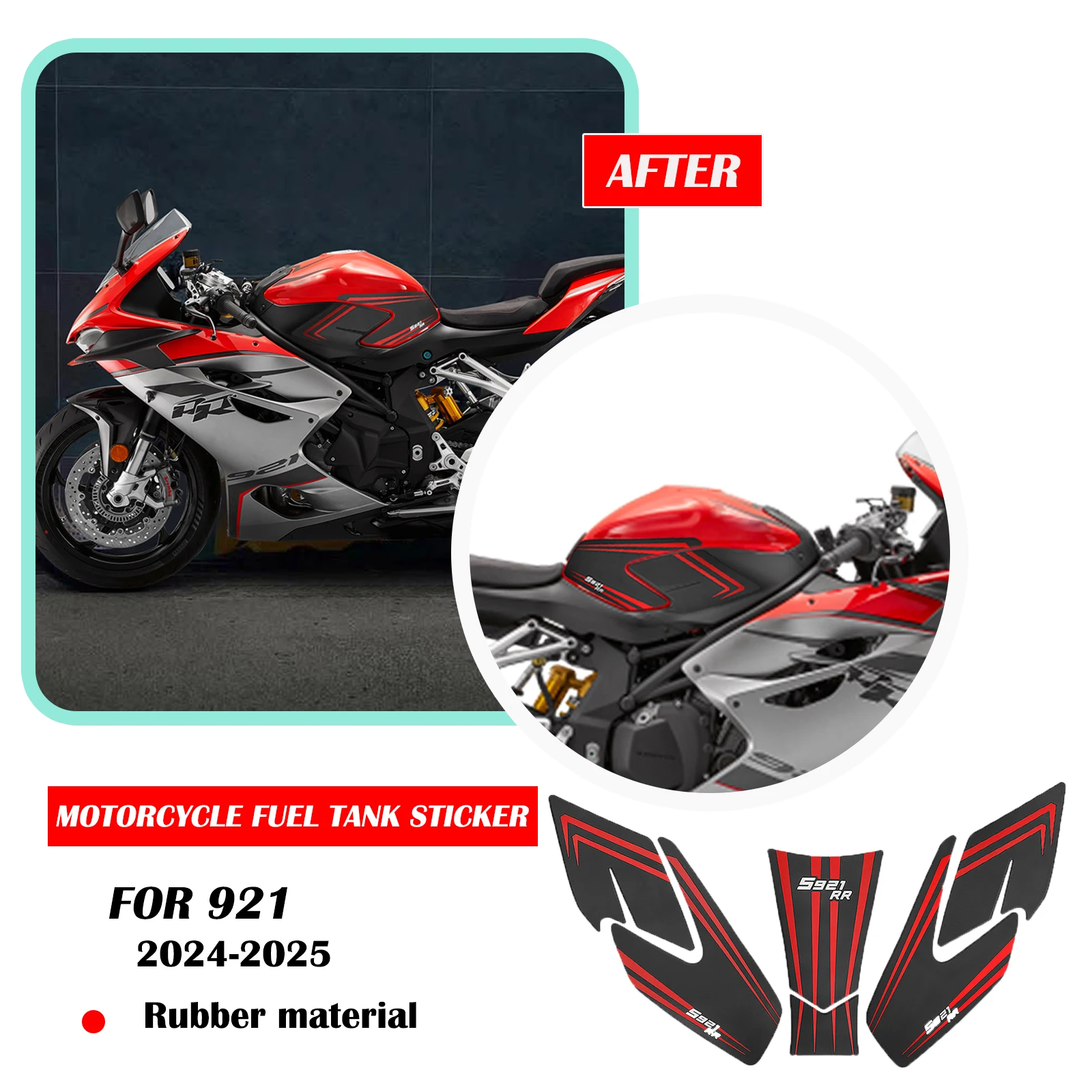 

Для QJMOTOR 921 2024-2025 аксессуары для мотоциклов, наклейки для мотоциклов, тяговые колодки топливного бака, противоскользящие боковые наклейки на топливный бак