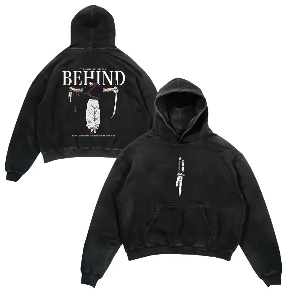 

Hip Hop Vintage Washed Hoodies Men Women Harajuku Cotton Anime Print Hooded Sweatshirt Graphic Streetwear Pullover