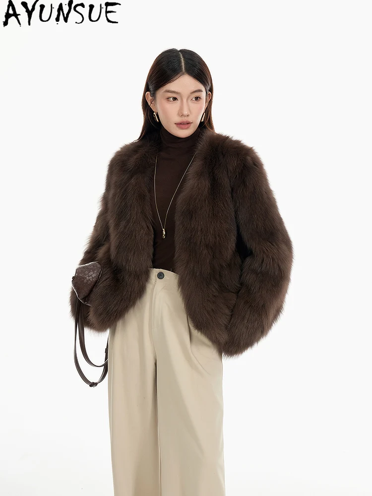 معطف فرو الثعلب الطبيعي من AYUNSUE معاطف نسائية دافئة من الفرو الحقيقي سترة شتوية 2025 ملابس فاخرة للسيدات جديد في ملابس خارجية شوبانا Жénska #1