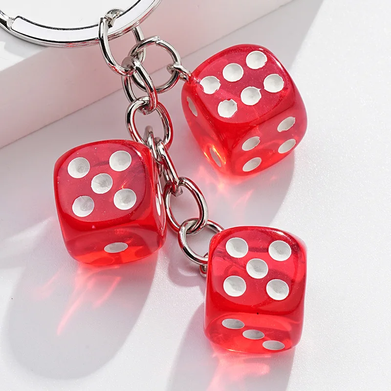 Metal 3D Game Dice Keychains Portable Dice Keychain Handbag Pendant Car Key Accessories For Men Women Fortunate Amulet Gift