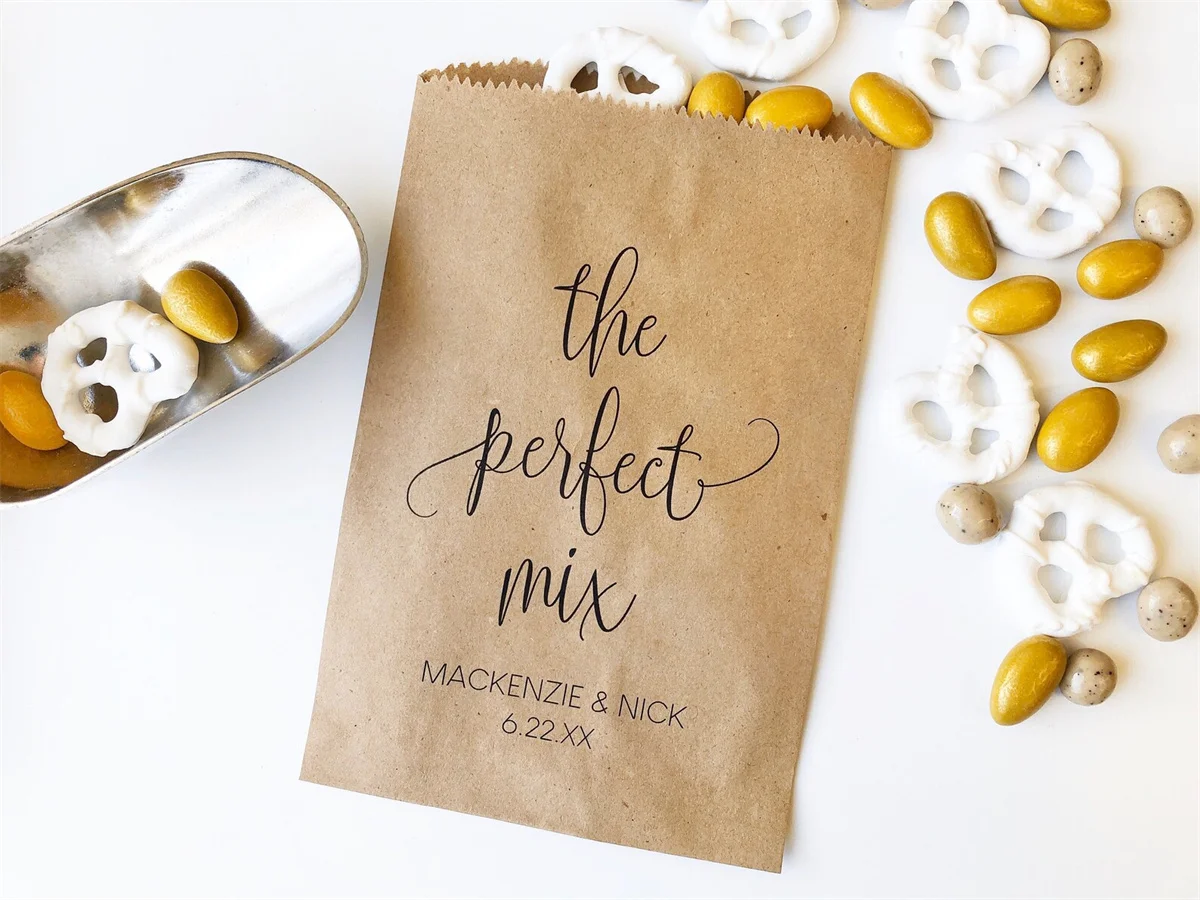 50PCS Custom Wedding Trail Mix Snack Bar Buffet Bags, Favor Bags, Candy Bar Bags, Favor Bags, Personalized Wedding Favor Bags