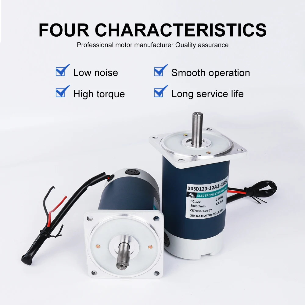 120W Miniature DC Permanent Magnet Motor 12V/24V Speed Regulating 1800Rpm High-Speed Forward Reverse for Cutting Machine