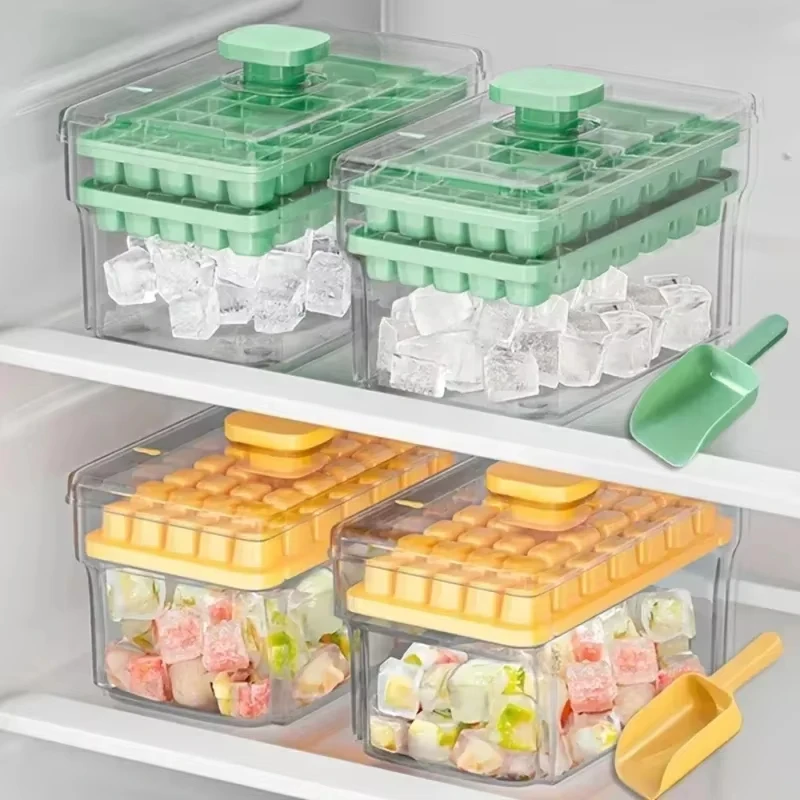 68 Grids Ice Cube Tray With Lid And Storage Box, Easy Press Release Ice Mold, Reusable Freezer Ice Making Tool