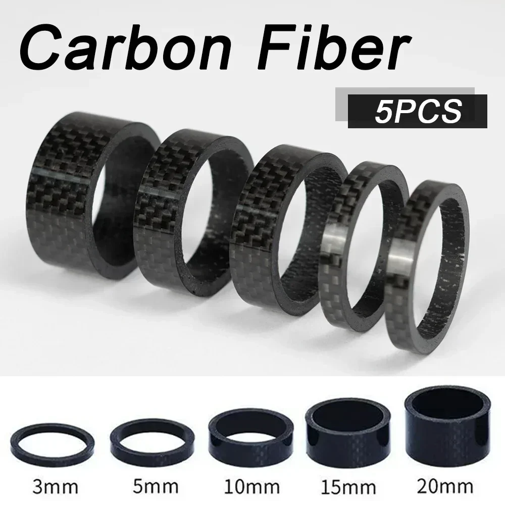 AliExpress NONE 5Pcs Carbon Fiber Bike Headset Spacers, 3/5/10/15/20mm Fork Washers 28.6mm, MTB Accessories