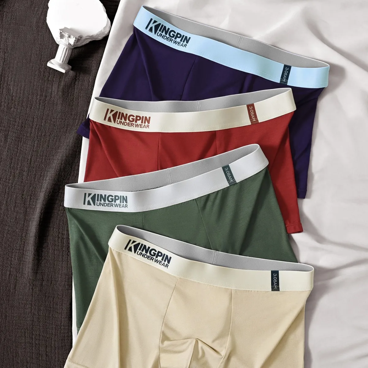 

4pcs Bamboo Fiber Men's Antibacterial Comfortable Flat Underwear Student Underwear Fashionable and Simple Four-color Optional