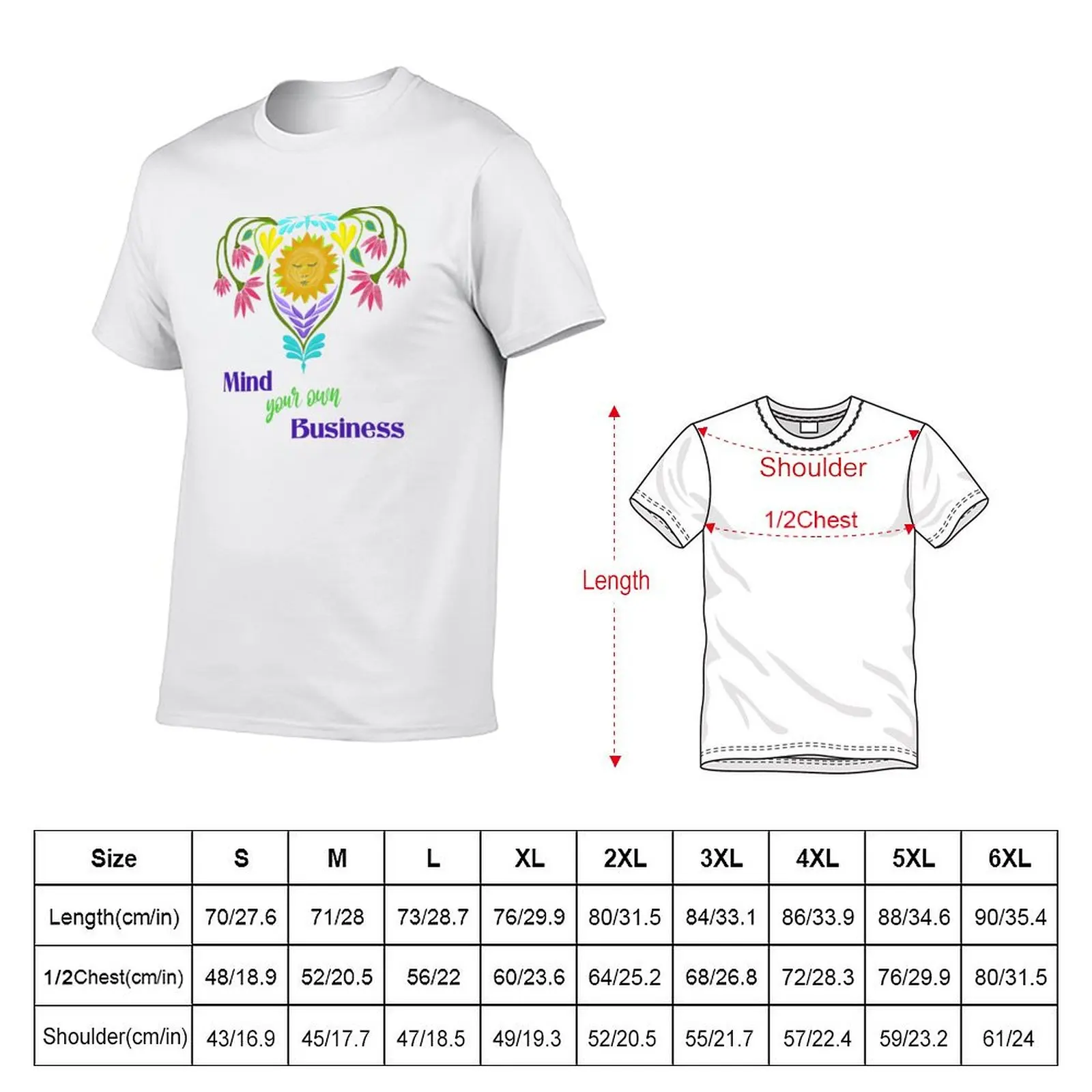 Pro Choice Mind your own Business with Floral Uterus T-Shirt Work Wear Breathable Tee