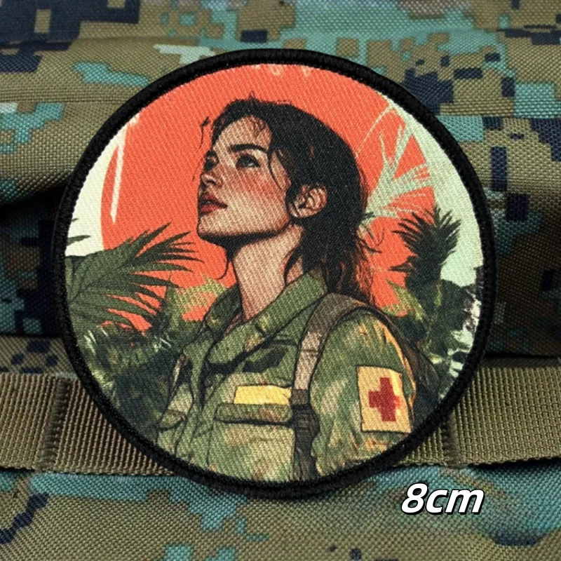 Medical Rescue Girls Tactical Morale Patch Peace Beauty Printed Hook&Loop Emblem Military Chevron Armband Backpack Stickers