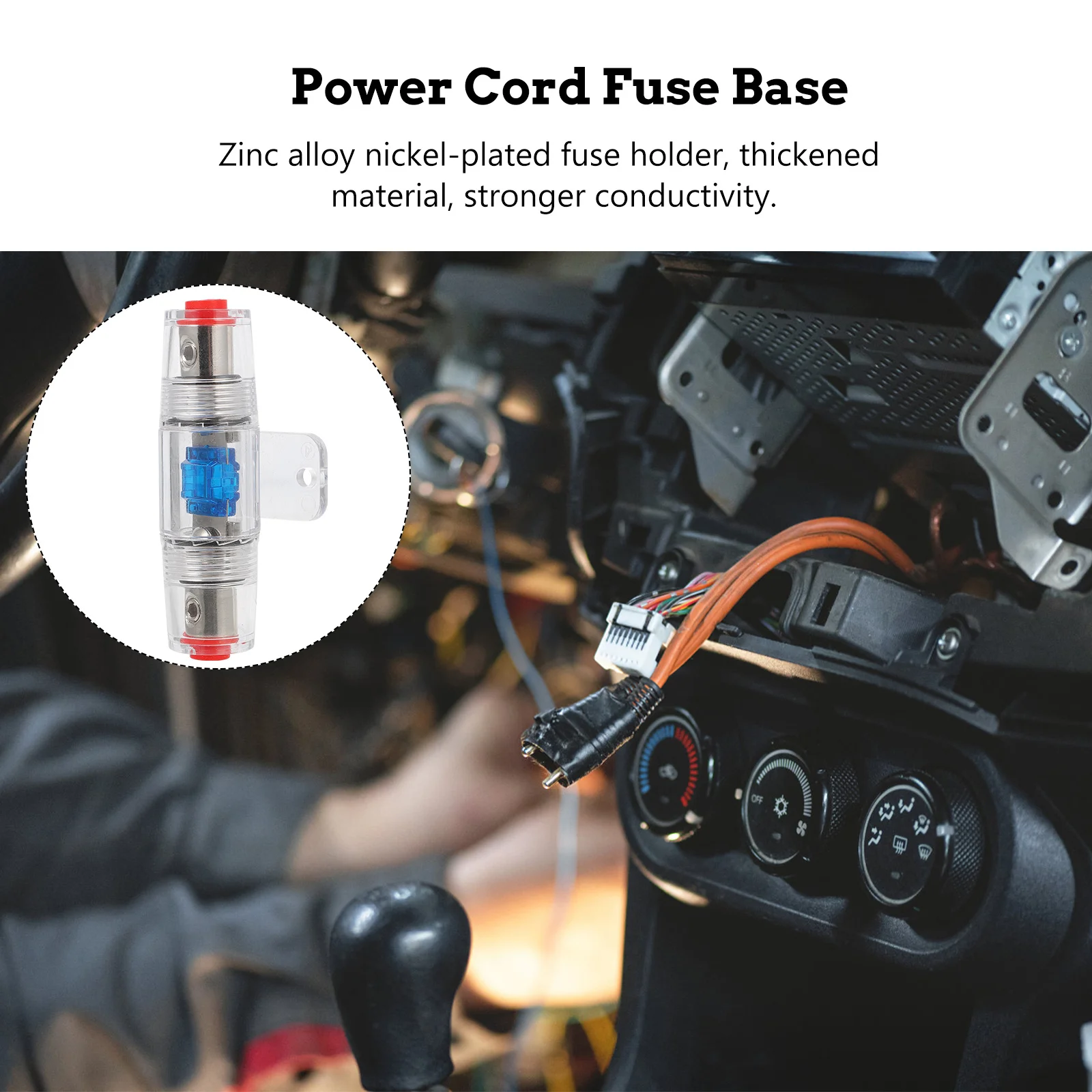 

Держатель предохранителя из цинкового сплава с корпусом из поликарбоната, устойчивый к высоким температурам, для автомобильных динамиков, аудиокабеля, долговечный, простой в установке