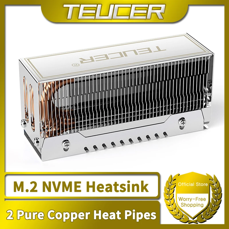 TEUCER M2-10 Radiator z podwójną rurką cieplną M.2 2280 NVMe SSD Cooler z podkładką termiczną Akcesoria komputerowe