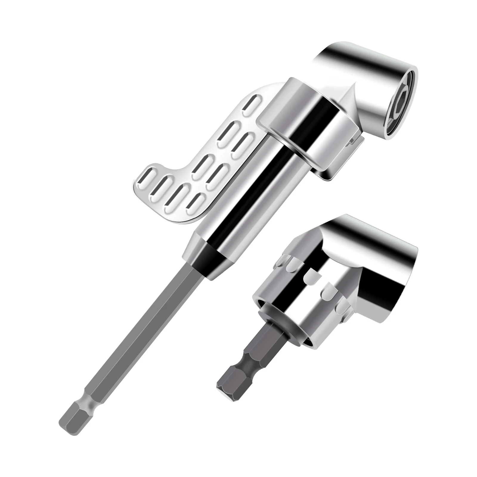 

Прямоугольная насадка для сверла, адаптер для прямоугольного сверла 105 градусов, угловая отвертка для плотного пространства (длинная и короткая) - серебро