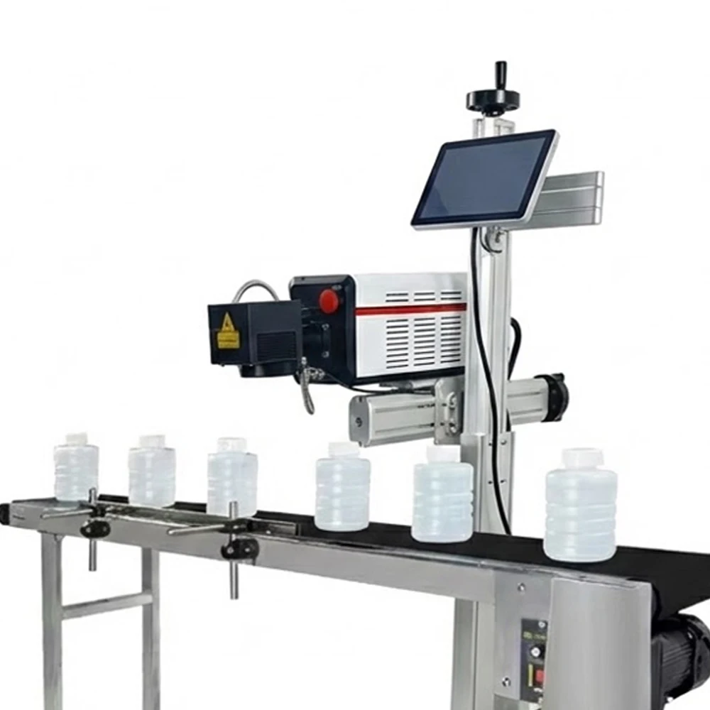 Desktop Fiber Laser Marking Machine 20W 30W 50W 100W for Automatic Expiry Date Batch Code on Metal