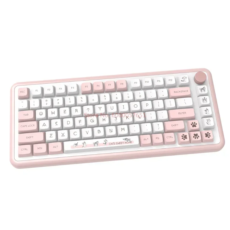 Imagem -05 - Queijo Gato Tema Keycap Xda Altura 140 Chave Personalizado dos Desenhos Animados Rosa Pbt Sublimação Térmica Teclado Mecânico Keycap