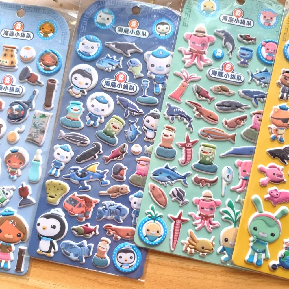 ملصقات فقاعات إسفنجية EVA مكونة من 4 قطع للأطفال من Octonauts (أنماط متعددة) - ديكور لحسابات اليد والمذكرات وزجاجات المياه