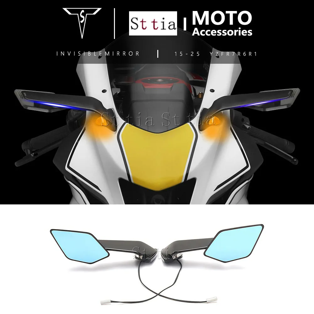 New Black Rearview Side Mirrors Motorcycle Accessories 360° Rotatable For YAMAHA YZF R6 2017-2020 YZF R7 2021-2023 YZF R1