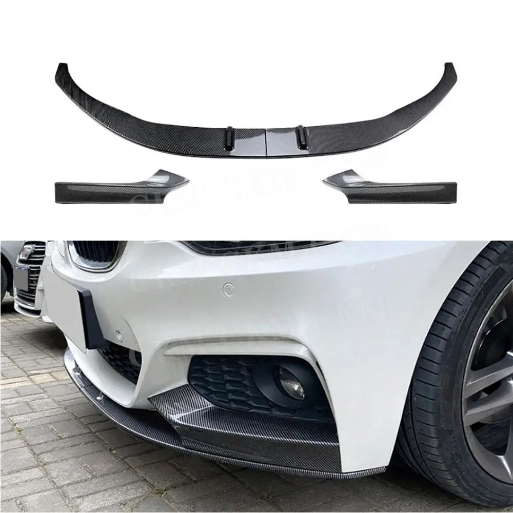 

CKMUUER ABS Carbon Look Front Bumper Lip Side Splitters Spoiler Car Bodykits Accessories for BMW 2 Series F22 M Sport 2015-2021