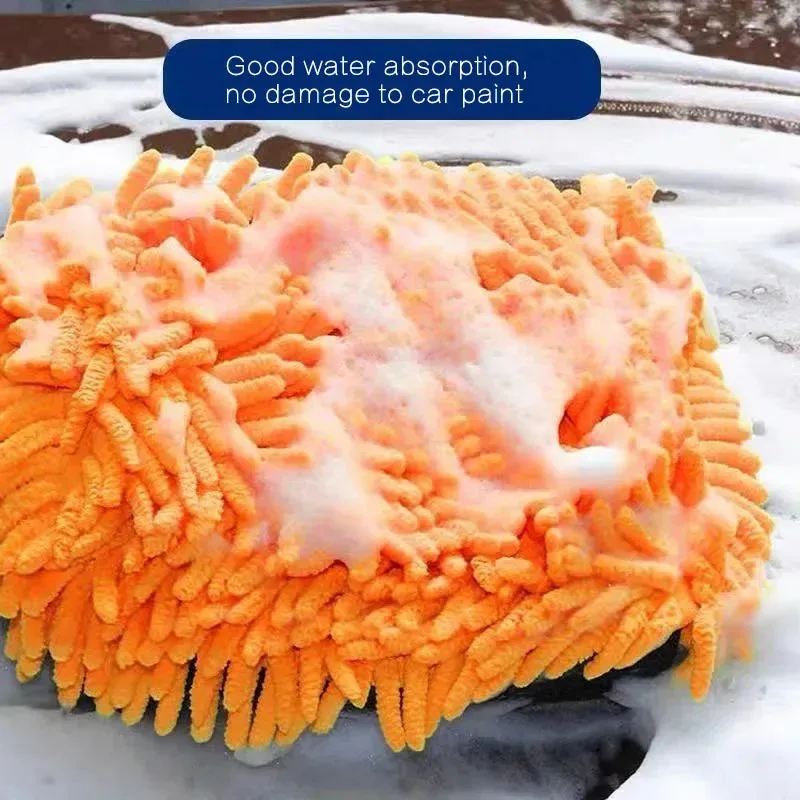 Waterproof Car Wash Microfiber Chenille Gloves Thick Car Cleaning Mitt Wax Detailing Brush Auto Care Double-faced Glove view 2