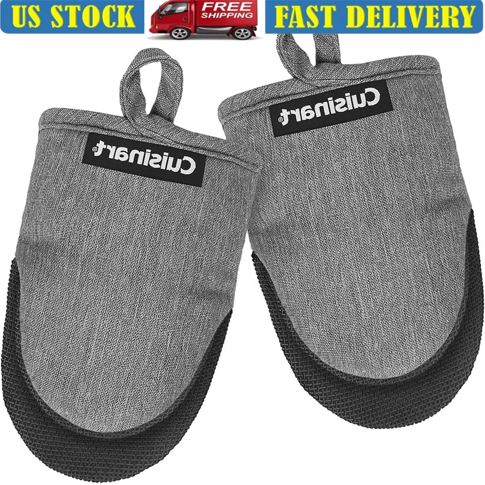 

Термостойкие мини-рукавицы для духовки, нескользящий неопреновый хлопковый наполнитель, кухонные аксессуары, держатели для кастрюль, предметы первой необходимости для выпечки и приготовления пищи, 2 шт.