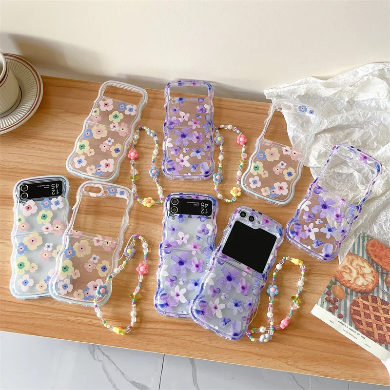 

Oil Painting Flowers Phone Case for Samsung Galaxy Z Flip 3 Z Flip 4 Z Flip 5 Hard PC Back Cover for ZFlip6 Case Shell