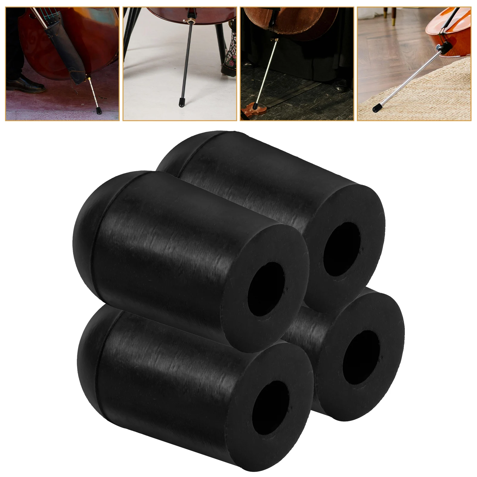 4Pcs Black Rubber Tip For Cello Endpin Anti-Slip Cap Instrument Protector Replacement Cello Endpin Tip Endpin Non-Slip Cap Bass