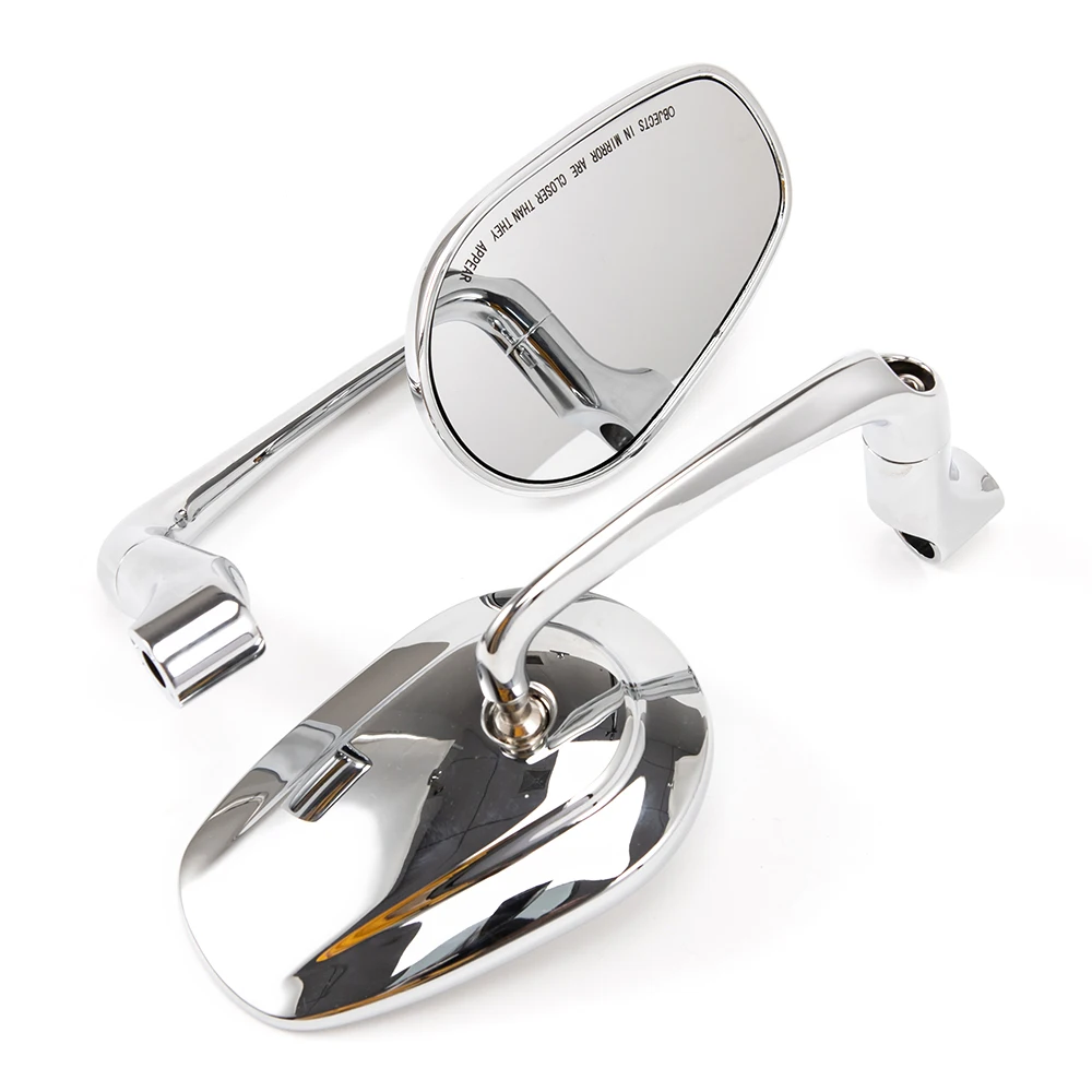 evomosa Motorcycle CHROME 8mm 10mm Rearview Mirror Universal Oval Mirror Multi Angle Adjustment EMARK Mirror - Image 4