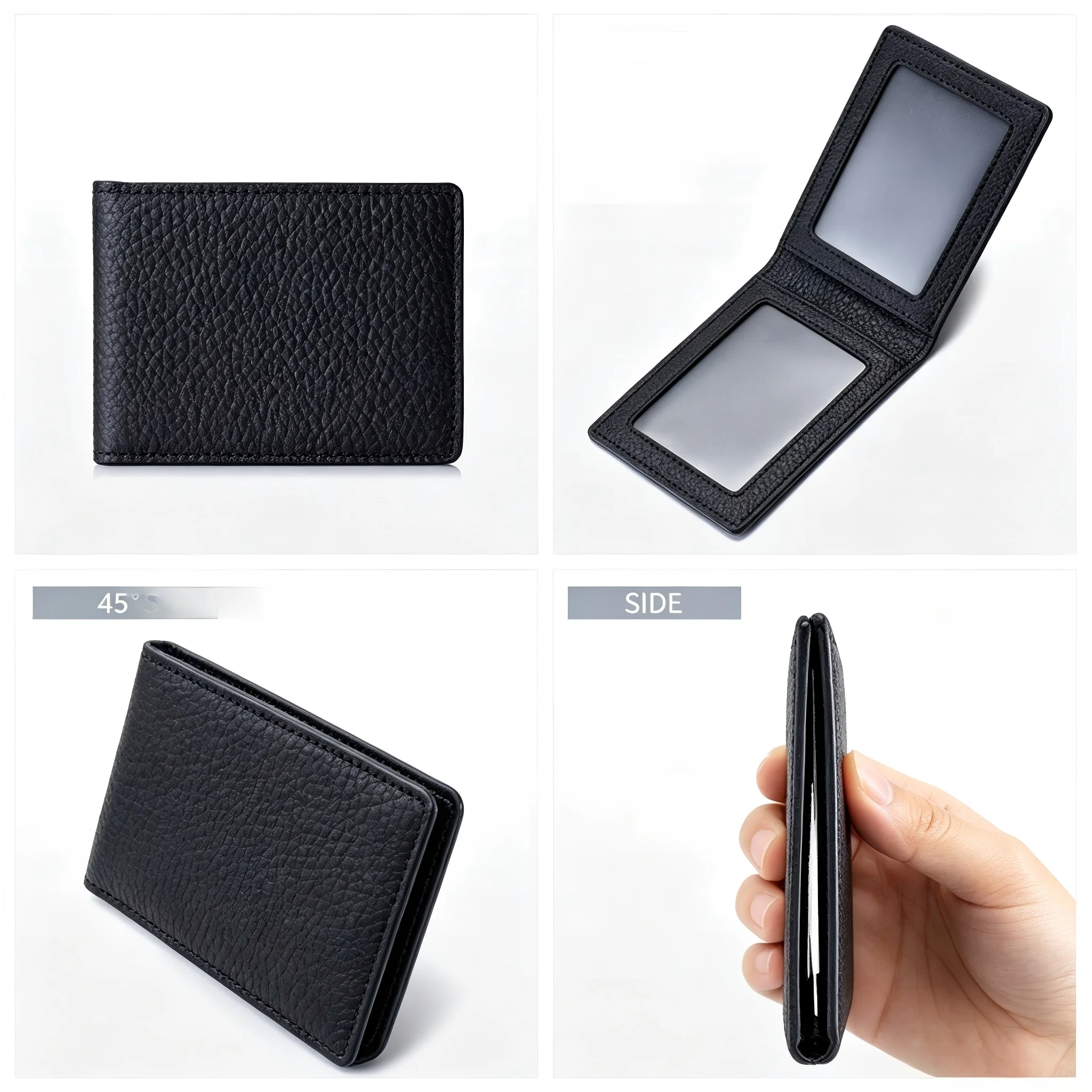 New Arrival Ultra-Thin Top-Layer Cowhide Leather ID Document Case Creative Double-In-One Card Holder for Driving License And Pas