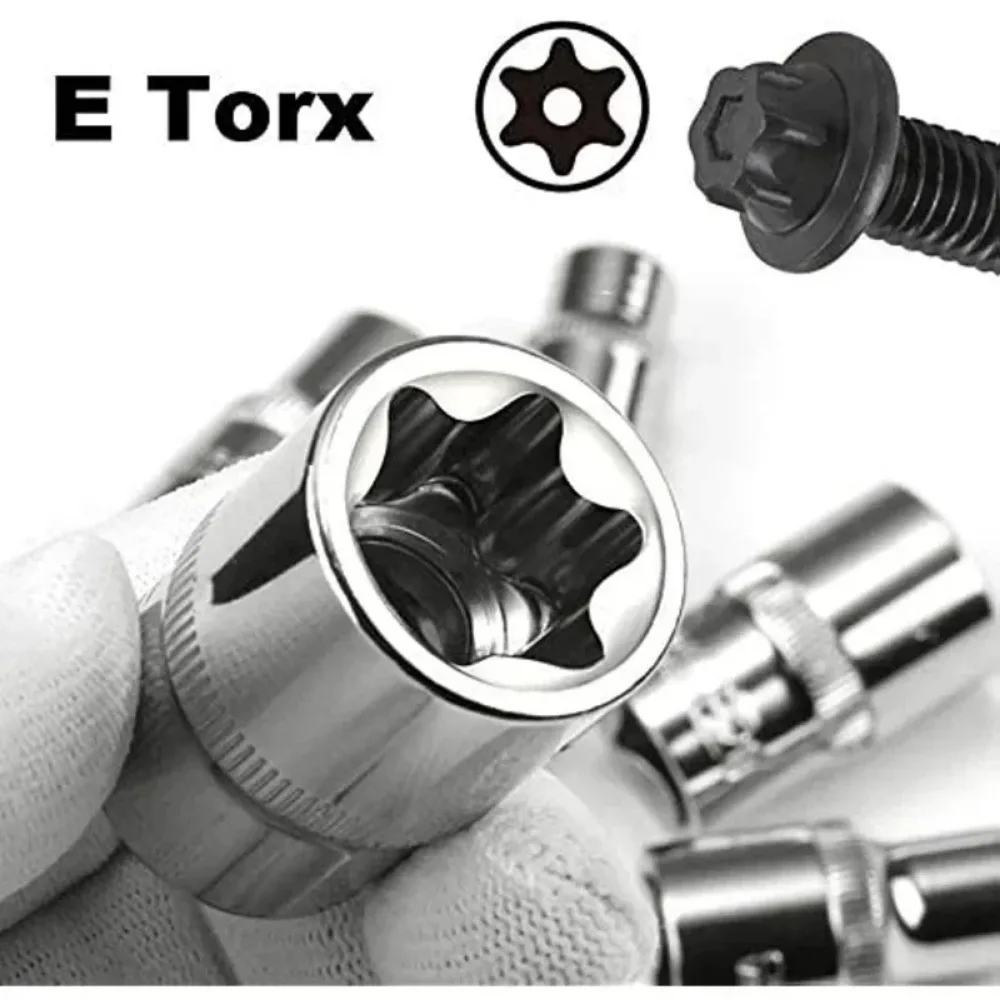 Innengewinde E-Torx Star Steckschlüsselsatz mit Koffer 1/4, 3/8, 1/2 Zoll. Drive External Star Steckschlüsselsatz E4-E24 Drehmomentsteckschlüsselsatz – Detail 3