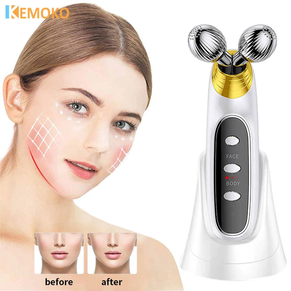 Face EMS 3D Roller Lifting Massager Chin Reducer Microcurrent V Face Lift Machine Vibration Electric Facial Tighten Massager