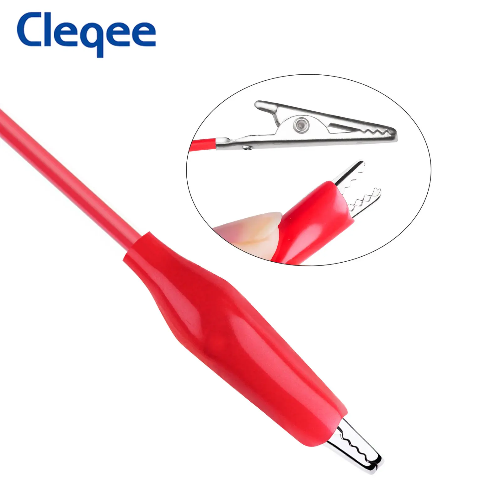 Cleqee P1025 10 قطعة مقاطع التمساح المزدوج اختبار الرصاص عدة مزدوجة نهاية التمساح كليب الكهربائية لتقوم بها بنفسك كابل 50 سنتيمتر سلك