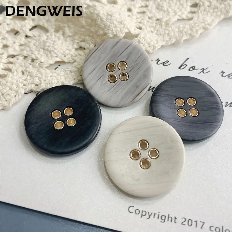 4-Holes Round Resin Metal Clothes Sewing Buttons Men and Women Coats Suit  Overcoat Cardigans High-Grade DIY Accessories Button