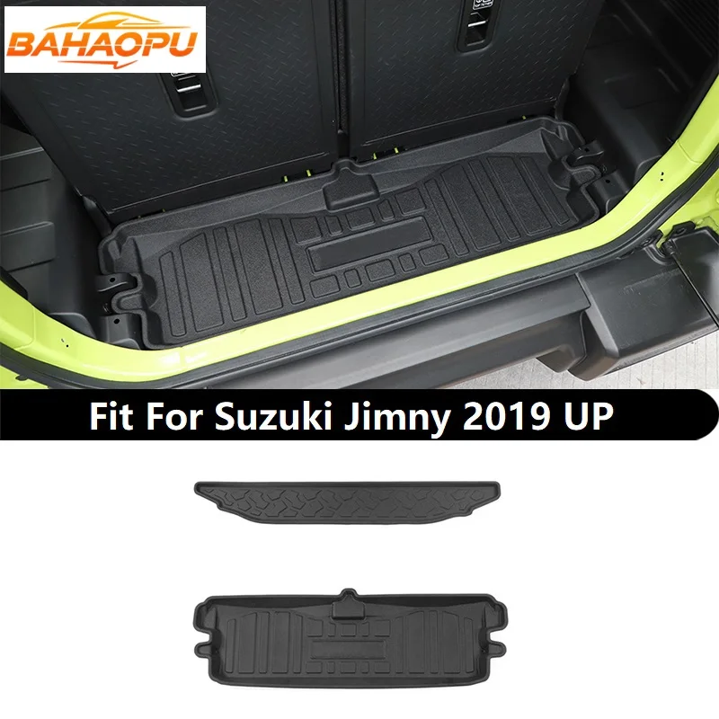

BAHAOPU черные автомобильные задние накладки на хвостовую коробку, подходят для Suzuki Jimny 2019 2020 2021 2022 2023 2024 2025 Up, аксессуары для коврика багажника из ТПЭ