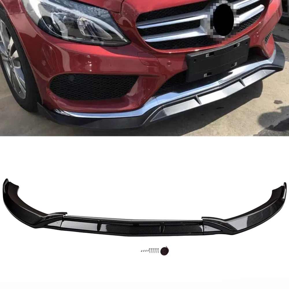 

Carbon Fiber Look Front Bumper Lip Splitter For 2015-18 Benz C-Class W205 Sport