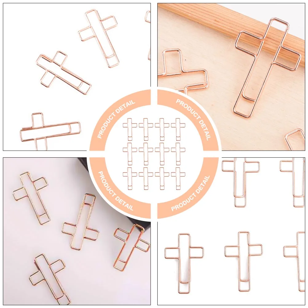 

12pcs Cross Shaped Metal Paper Clips Memo Clamps Bookmark Clips Bible Study Supplies For Books Notebooks Unique Christian