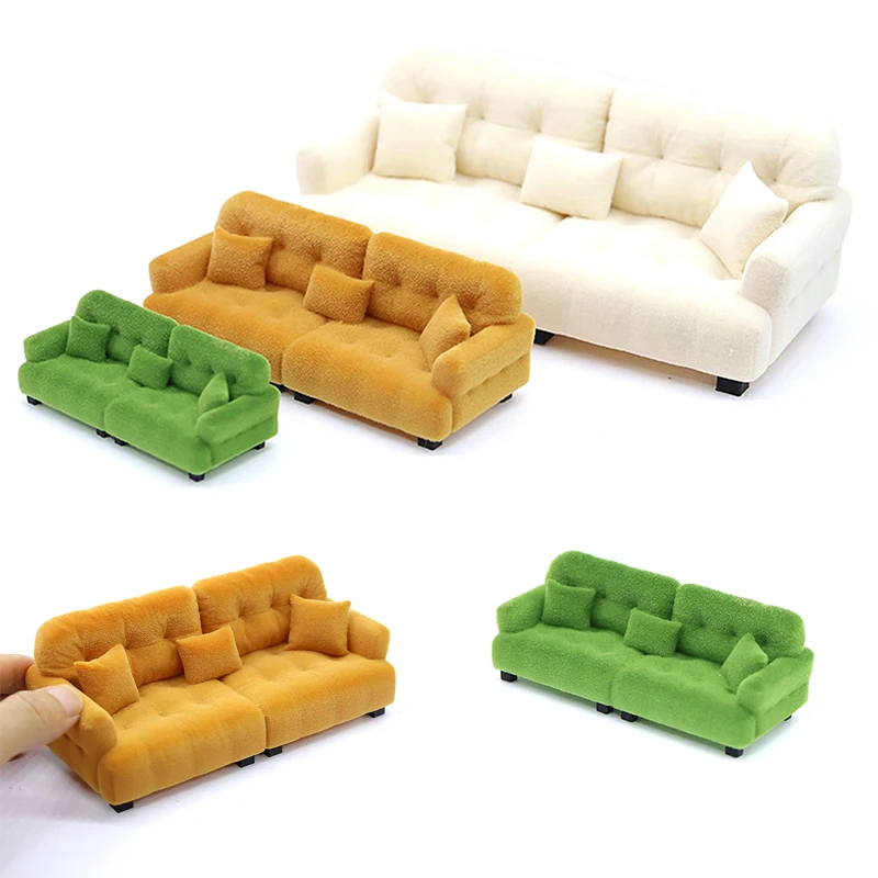 

Dollhouse Simulation Flocking Sofa Model Miniature Living Room Furniture Decoration Accessories Kids Pretend Play Toys