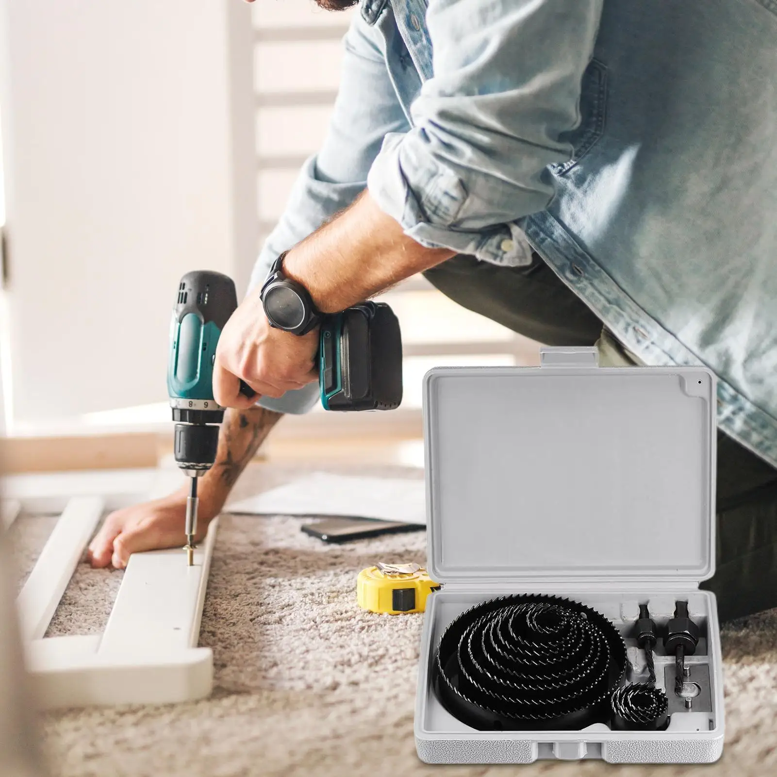 

Metal Hole Saw Kit 13-pieces Drill Bit Cutter Tools Set Wood Hole Saw Kit For Soft Wood Plywood PVC Workshop Construction Home