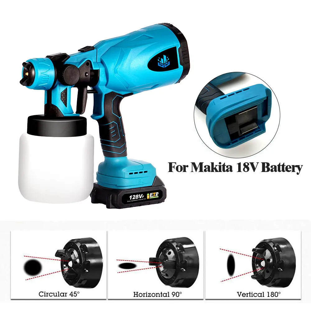 ONEVAN 800ml Electric Spray Gun Power Home Cordless Electric Paint Sprayer Rechargeable Adjustbale Knob For Makita 18V Battery