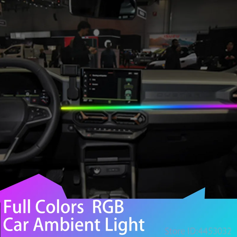 For	Dacia duster logan sandero stepway Car LED Ambient Light 64 Color  110cm Full Colors RGB Car Remote Control Atmosphere Lamp