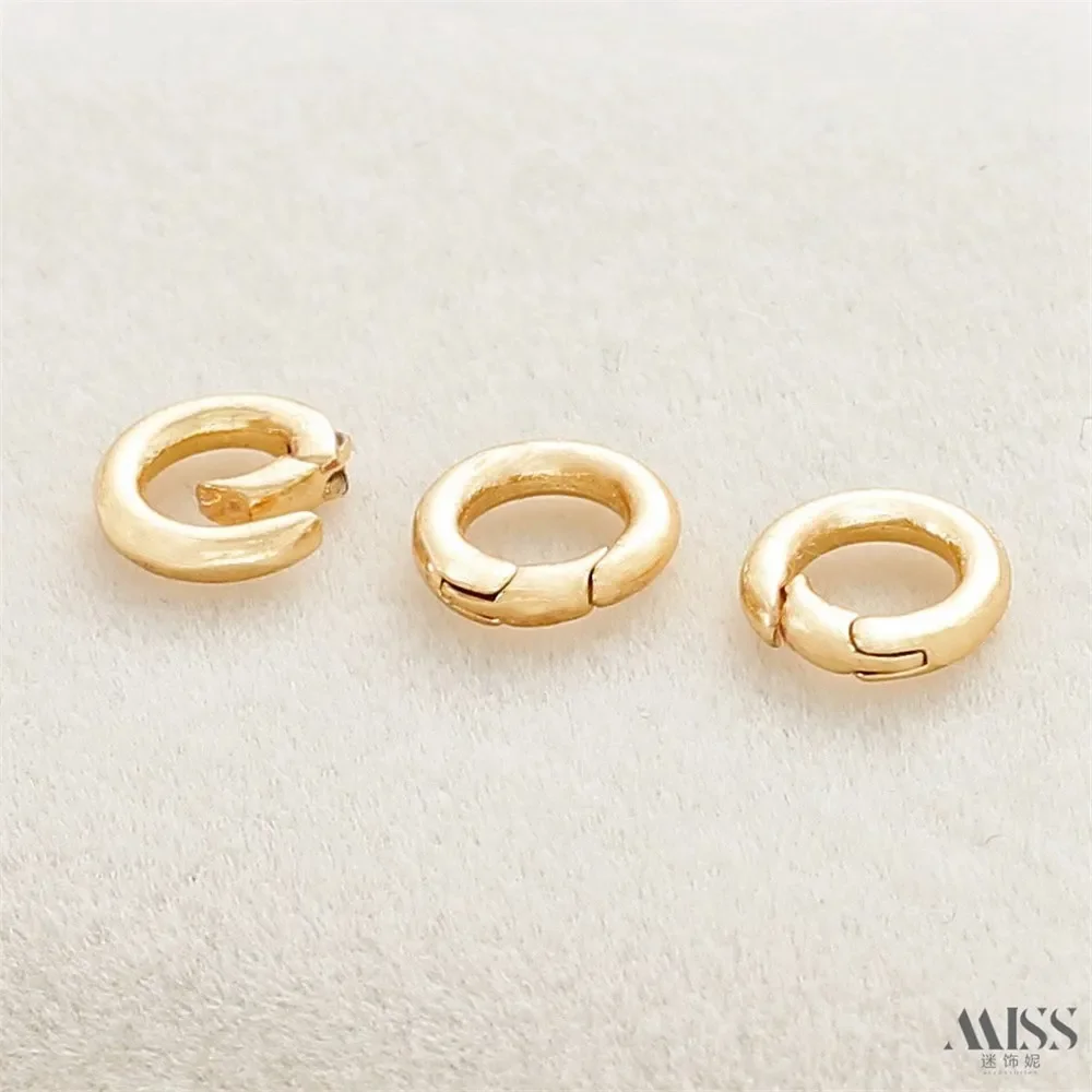 14K الذهب اللون جولة افتتاح حلقة مشبك على شكل حرف G، مشبك حلقة سوار DIY، قلادة، اتصال النهاية، اكسسوارات المجوهرات.
