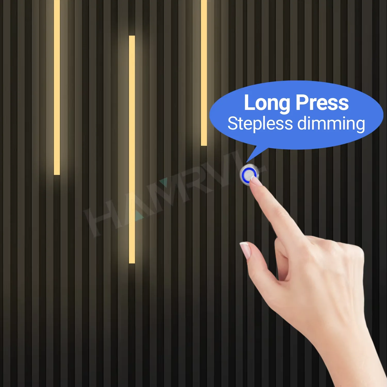 Recessed Touch Dimmable LED Light Bar Self-Adhesive Accent Wall Lighting Decor Lamp for Wood Slat Wall Panels Bedroom Living Roo