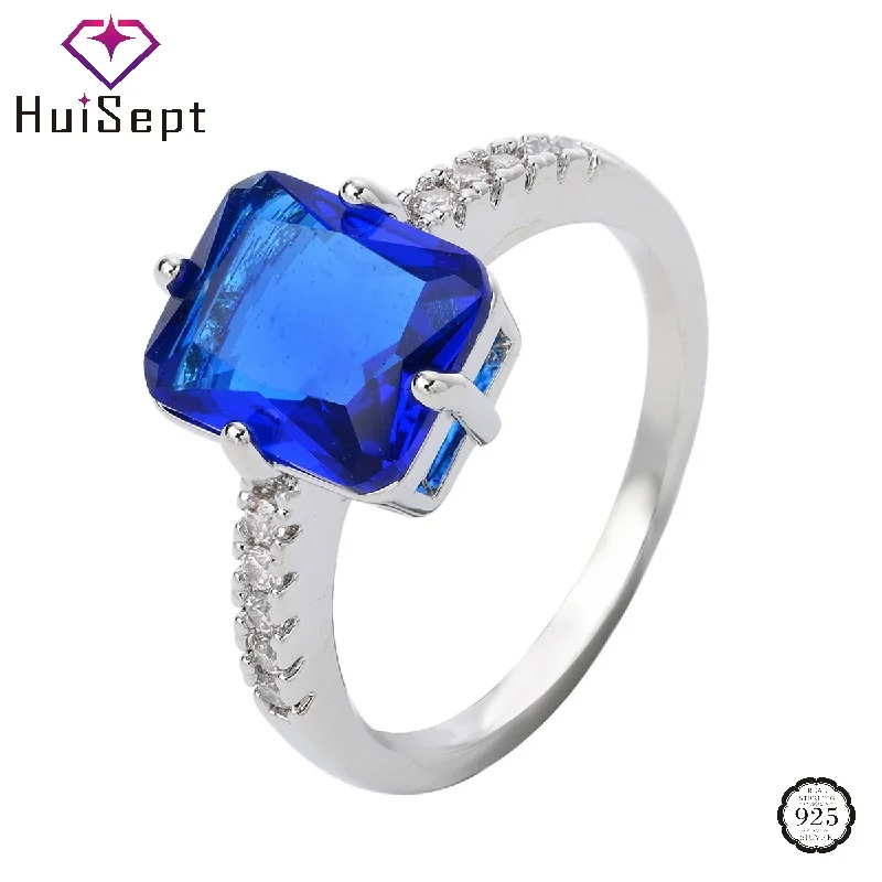 

HuiSept Classic Women Ring 925 Silver Jewelry Ornaments with Zircon Gemstone Finger Rings for Wedding Party Promise Bridal Gift