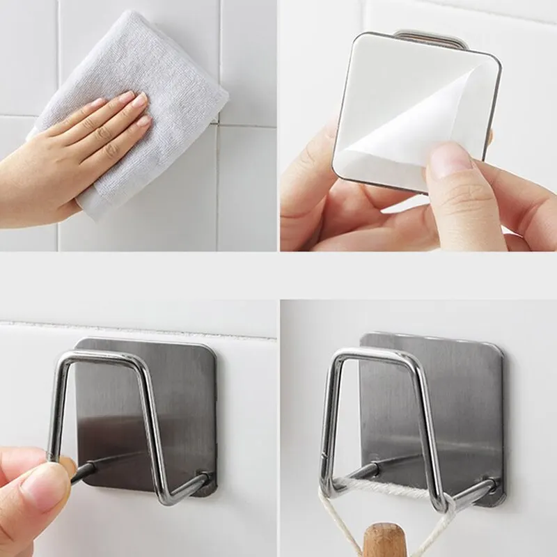 1pc Sink Sponge Holder For Kitchen Slivery Stainless Steel Household Water Channel Dishcloth Rag Storage Rack