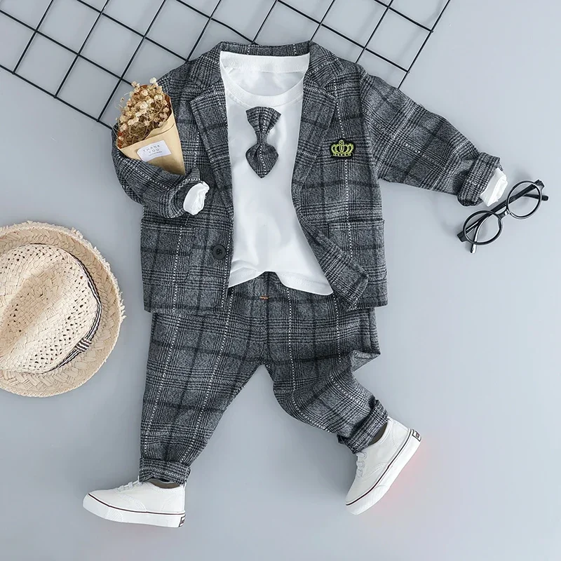 Baby Boys Coat T Shirt Pants Children Clothing Sets Gentlemanly Style Birthday Party Kids Costumes Infant Clothes Outfits