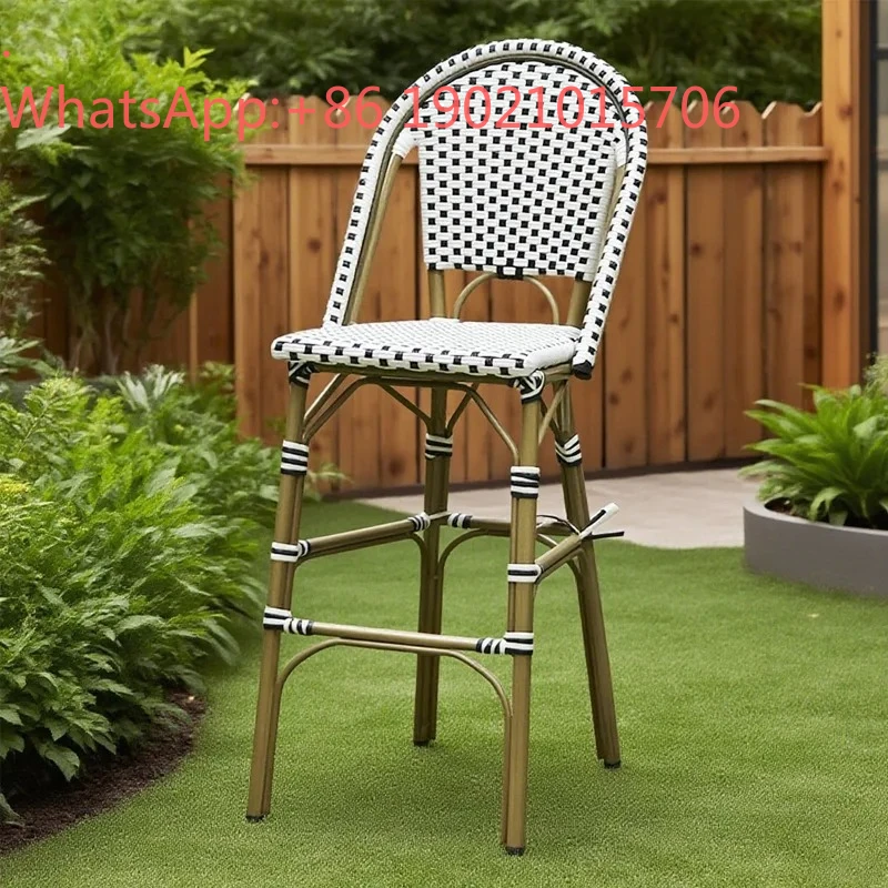 

Hxl rattan bar chair high stool real rattan backrest island bar chair