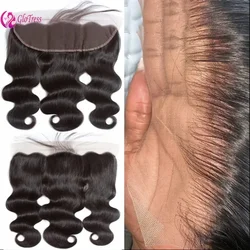 13 x 4 chiusura frontale in pizzo trasparente onda del corpo 100% 12A capelli umani vergini brasiliani non trattati densità 150% colore naturale