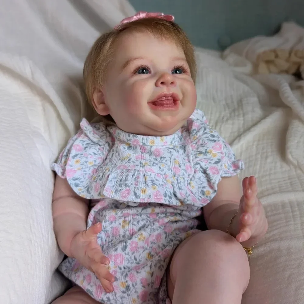 

Harper Soft Cotton Body 19inch Lifelike Newborn Reborn Doll Multiple Layers Painting 3D Skin Visible Veins With Hand Root Hair