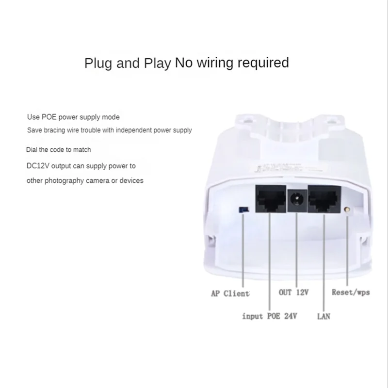 Outdoor WIFI Router Wireless Bridge Wifi Signal Amplifier 2.4G 300Mbps Point To Point Range 1KM EU Plug