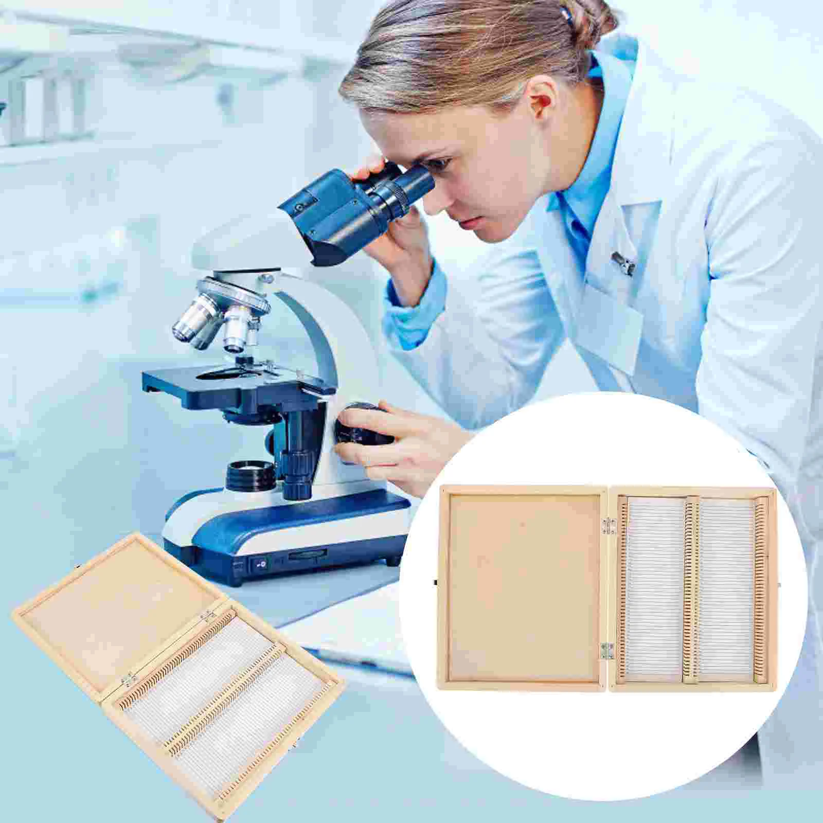 Wood Microscope Slide Storage Box Microscope Slide Holder Multi Slots Storage Container Labs Microscope