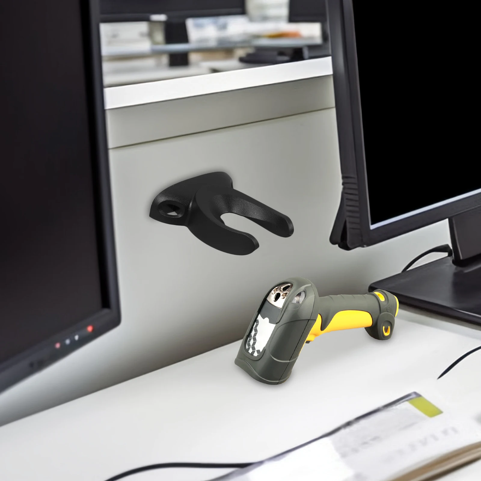 

Barcode Scanner Holder Stable Base Portable Support Black Wall Mount Stand for Handheld Multifunctional